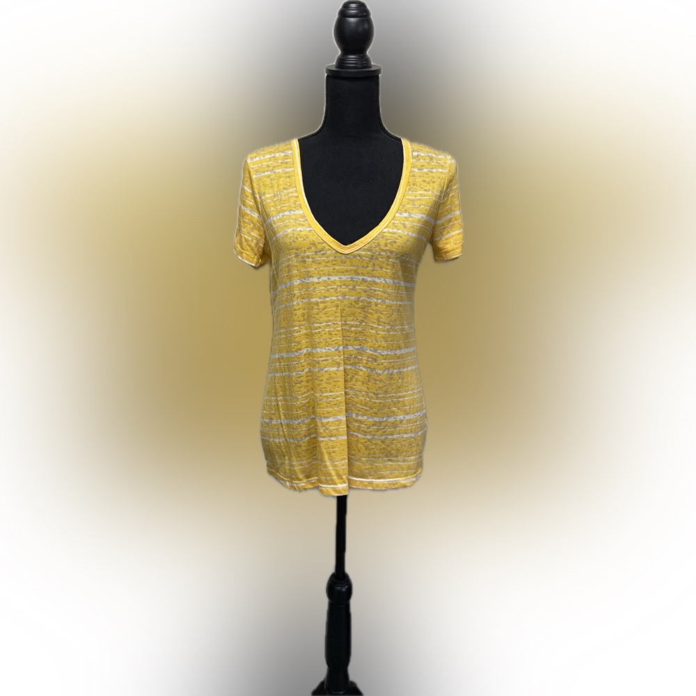 BDG Yellow and White Fitted Short Sleeve Tee